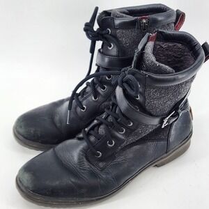 UGG Waterproof Boots Mens 12 Black Leather Wool Lined Winter Lace Up Zip‎